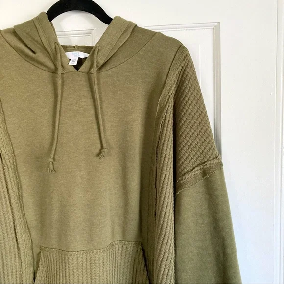 NWOT Time and Tru Olive Hooded Pullover Sweater, Women’s Size 2X/22, Waffle - Picture 2 of 7